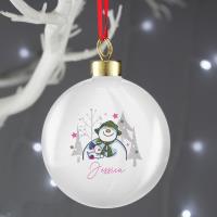 Personalised The Snowman & The Snowdog Pink Bauble Extra Image 1 Preview